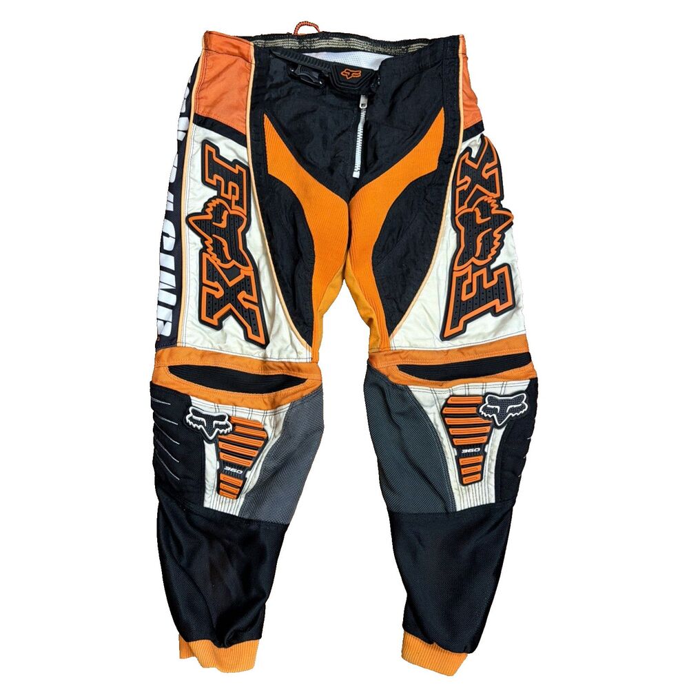 Fox Racing 360 Pants Mens 32 Orange Black Motocross MX Riding Moto Flaw/Repair